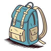 A blue backpack with straps and a handle vector
