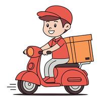 Delivery boy on scooter illustration vector
