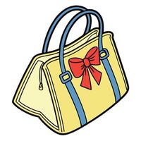 A yellow bag with a red bow on it vector