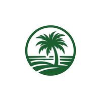 a green palm tree logo on a white background vector