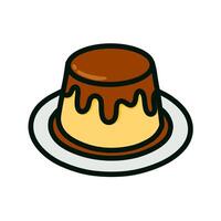 Delicious Caramel Pudding on Plate With Rich Topping vector