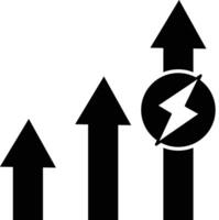 Energy increase icon. Graphs with energy up sign. Change in intensity symbol. flat style. vector