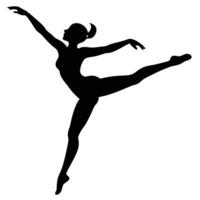 Graceful silhouette of a ballerina in motion performing an elegant dance pose on a white background vector