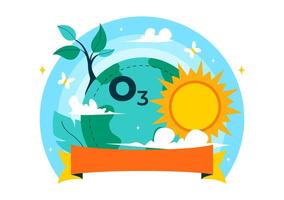 Save the Ozone Layer Illustration in Flat Background for September 16 Global Campaign vector