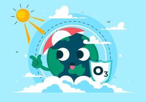 Environmental Awareness Illustration for Ozone Day with Flat Design Style and Earth Layer Concept vector