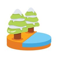 A premium 2d icon of snowy fir trees vector