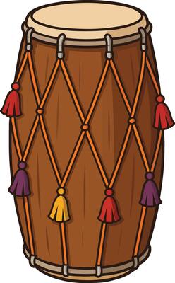 Traditional Indian Dhol Drum with Tassels