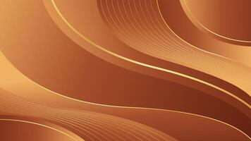 Abstract bronze luxury wave background with gold lines vector