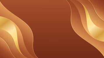 Abstract bronze luxury wave background with gold accents. Elegant metallic design style vector