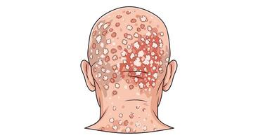 An Illustration of Tinea Capitis or Ringworm Fungal Infection of the Scalp vector