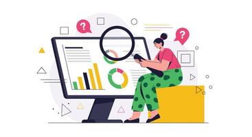 Analyzing Business Performance with Data Visualizations and Reporting on Strategic Goals and Insights vector