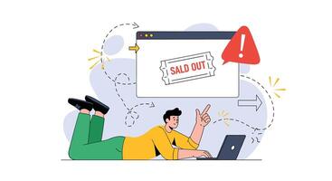 Frustration of Online Shopping A Person Lies Frustrated After Finding An Item Is Out of Stock vector