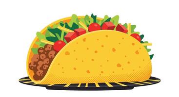 Delicious Taco with Various Toppings and Ingredients Served on a Metal Rack for Presentation vector