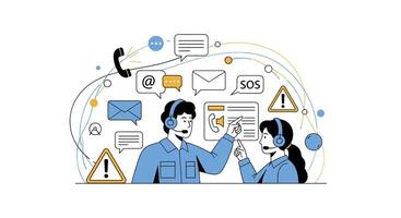 Call Center Agents Streamlining Communication Channels for Efficient Customer Service and Increased Productivity vector