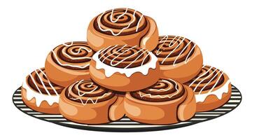 A Delightful Stack of Cinnamon Rolls Fresh From the Oven Ready To Eat vector