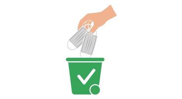 Discarding Used Disposable Masks in a Green Waste Bin is a Responsible Action vector