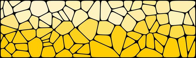Abstract mosaic pattern with irregular shapes, transitioning from light cream at the top to vibrant yellow at the bottom, outlined with bold black lines. vector