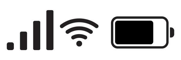 set of phone signal, wifi and battery health status bar icon isolated on white background. illustration. vector