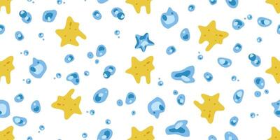 Seamless Starfish And Bubbles Pattern vector