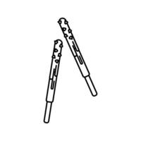 Choco Stick Outline style, biscuit sticks dipped in chocolate with toppings, great for sweet snack branding and chocolate themed projects. vector