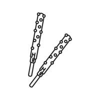 White Chocolate Stick Outline style, biscuit sticks dipped in white chocolate with choco chips, perfect for desserts and snack branding. vector