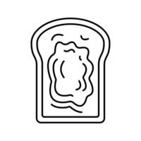 Toast with Chocolate Outline style, a slice of toast with chocolate spread, great for breakfast graphics and snack visuals. vector