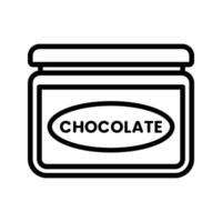 Chocolate Jam Outline style, a labeled jar of chocolate spread, ideal for recipe cards, packaging icons, and food blog visuals. vector