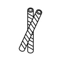 Chocolate Sticks Outline style, crunchy chocolate coated biscuit sticks, ideal for dessert menus, snack branding, and celebration graphics. vector