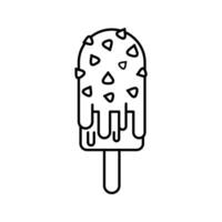 White Choco Ice Cream Outline style, vanilla ice cream dipped in chocolate coating, perfect for dessert menus and sweet food graphics. vector