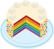 Rainbow cake with color candy slice vector