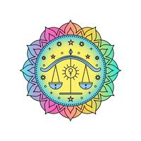 Libra Zodiac Sign in colorful palette on white background. vector