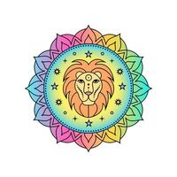 Lion Zodiac Sign in colorful palette on white background. vector