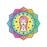 Virgo Zodiac Sign in colorful palette on white background. vector