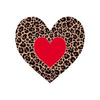 Heart filled of leopard pattern with red heart inside. vector