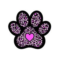 Paw with pink leopard print vector