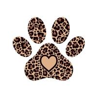 Paw print with leopard pattern. vector