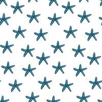 Seamless pattern featuring hand-drawn starfish on a white background for creative projects and designs vector