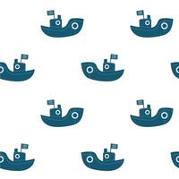Seamless pattern featuring playful tugboats on a bright background vector