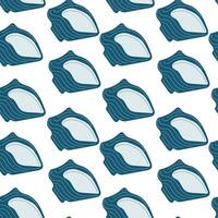 Seamless pattern featuring stylized shell designs on a clean white background vector