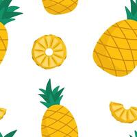 Seamless Pineapple Pattern on White Background vector