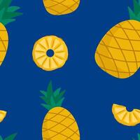 Seamless Pineapple Pattern on blue Background vector