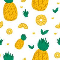 Pineapple Pattern on White Background vector