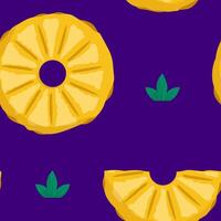 Seamless Pineapple Ring Pattern on Dark Background vector
