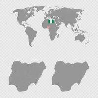 Nigeria Map Set with World Location. vector