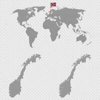 Norway Map Set with World Location. vector