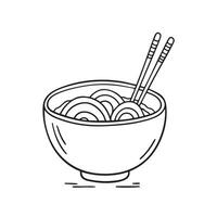 A bowl of udon with chopsticks resting on the rim vector
