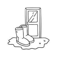 A pair of Ugg boots standing near a snow covered door vector