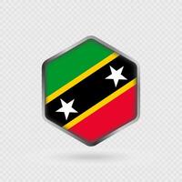 Saint Kitts and Nevis Flag Icon in Hexagon Shape. vector