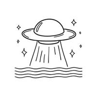 A UFO hovering above a rippling lake surface vector