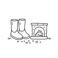 Ugg boots standing next to a hearth covered in ash vector
